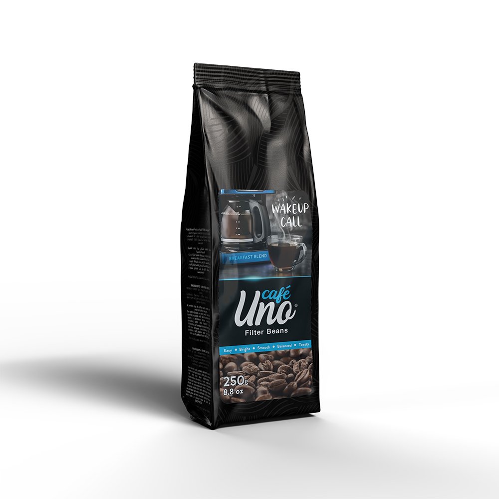 وك أب كول - أونو كافية - حبوب قهوة أمريكية مفلترة - طبيعية 100% من أجود المزارع - ناعمة المذاق - 250 جرام